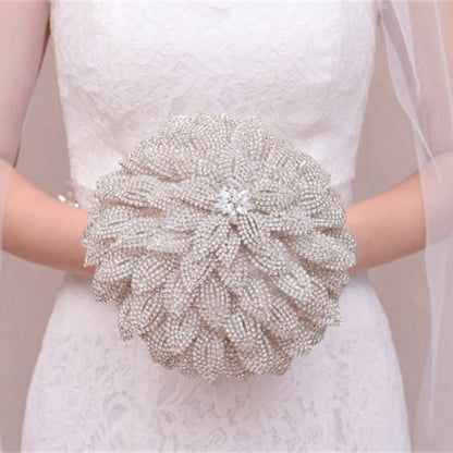 Handmade Rhinestone Gold Handheld Flower Bridal Wedding Bouquet