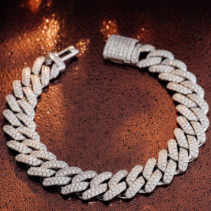 Bracelet chaîne à maillons cubains en argent Hip Hop pour hommes et femmes