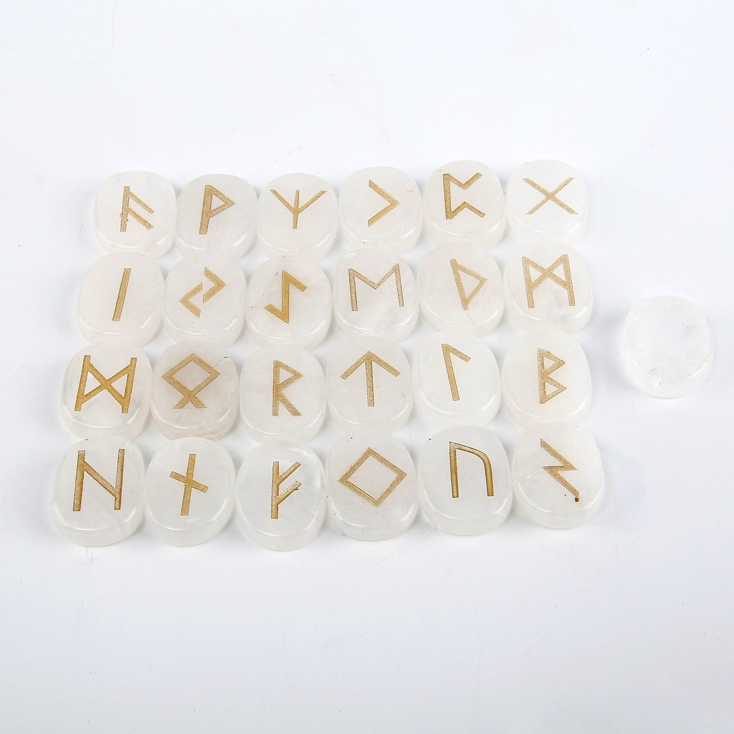 Nordic Germanic Runes Luenruini Letter Natural Crystal Oval Piece Rune 24 1 Set