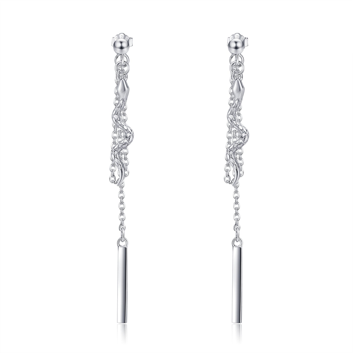 Boucles d'oreilles en chaîne en argent sterling avec pendentif serpent comme cadeaux d'anniversaire pour femmes et filles