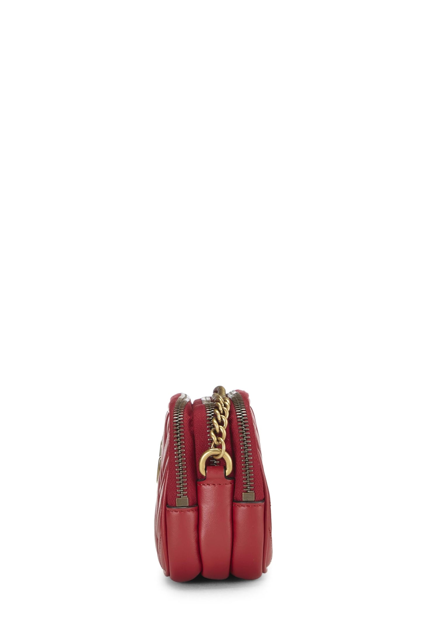 Gucci, Pre-Loved Red Leather GG Marmont Shoulder Bag, Red