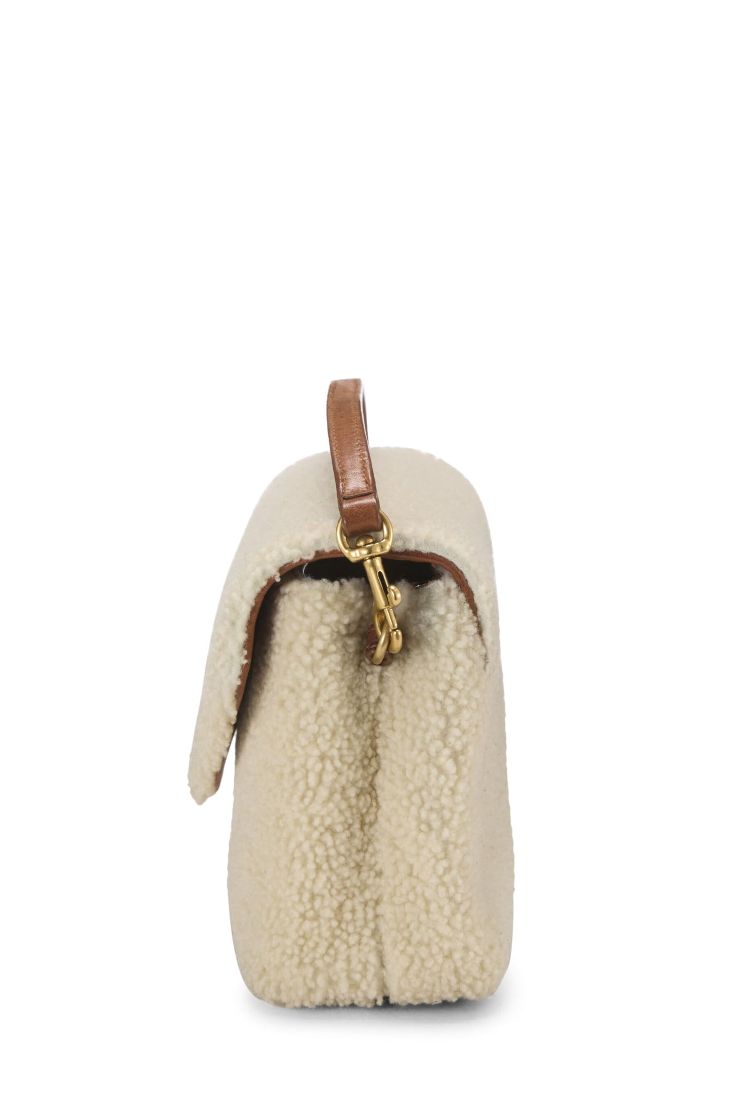 Yves Saint Laurent, Loulou Toy en peau de mouton beige d'occasion, blanc