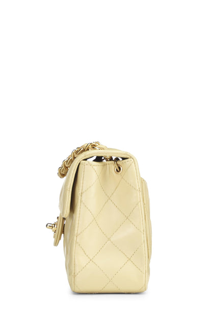 Chanel, Pre-Loved Beige Quilted Lambskin Half Flap Mini, Beige