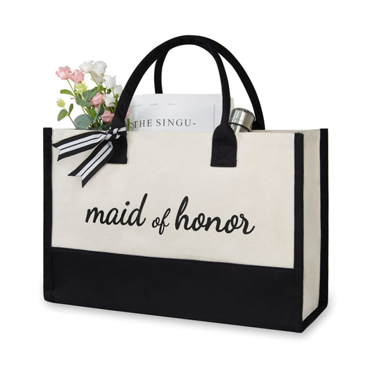 Sac fourre-tout en toile TOPDesign pour demoiselle d'honneur, cadeaux de mariage pour demoiselle d'honneur, matrone d'honneur, cadeau de demande en mariage, enterrement de vie de jeune fille, fiançailles