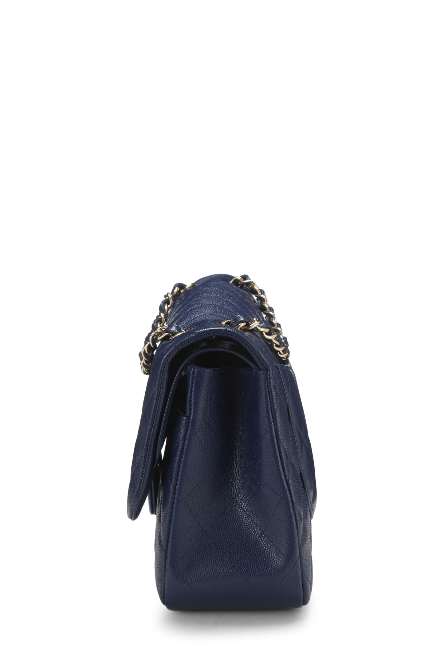 Chanel, Pre-Loved Navy Caviar acolchado New Classic Jumbo con doble solapa, Azul marino