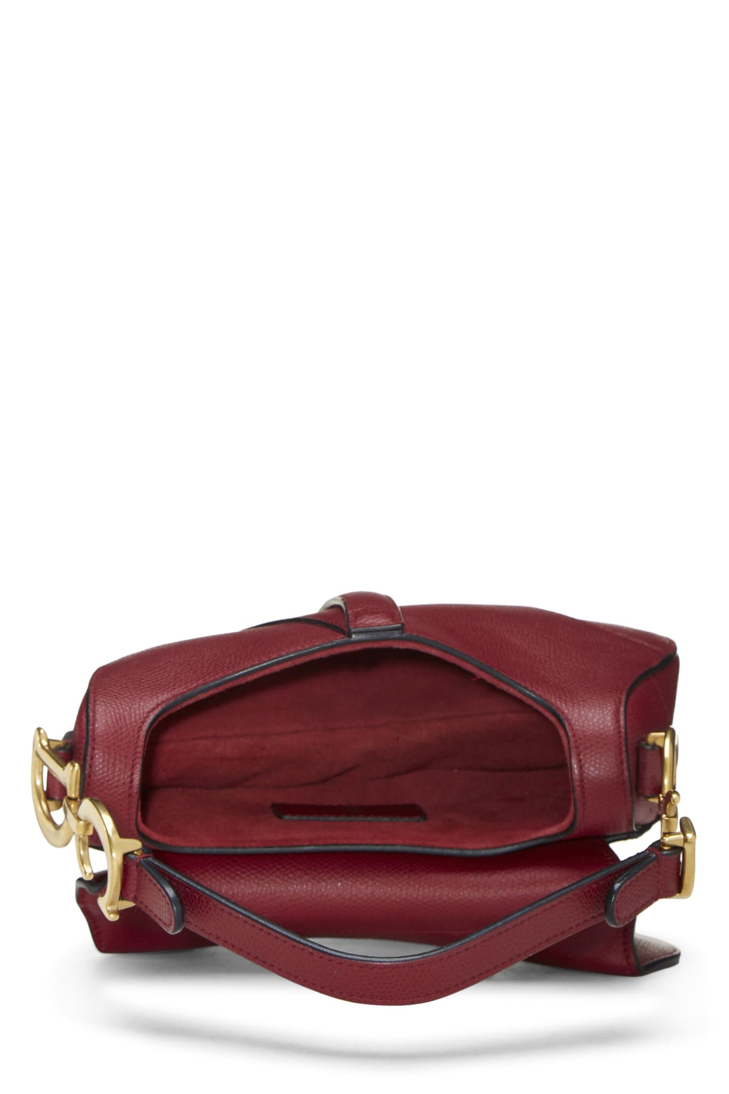 Dior, Pre-Loved Burgundy Calfskin Saddle Bag Mini, Burgundy