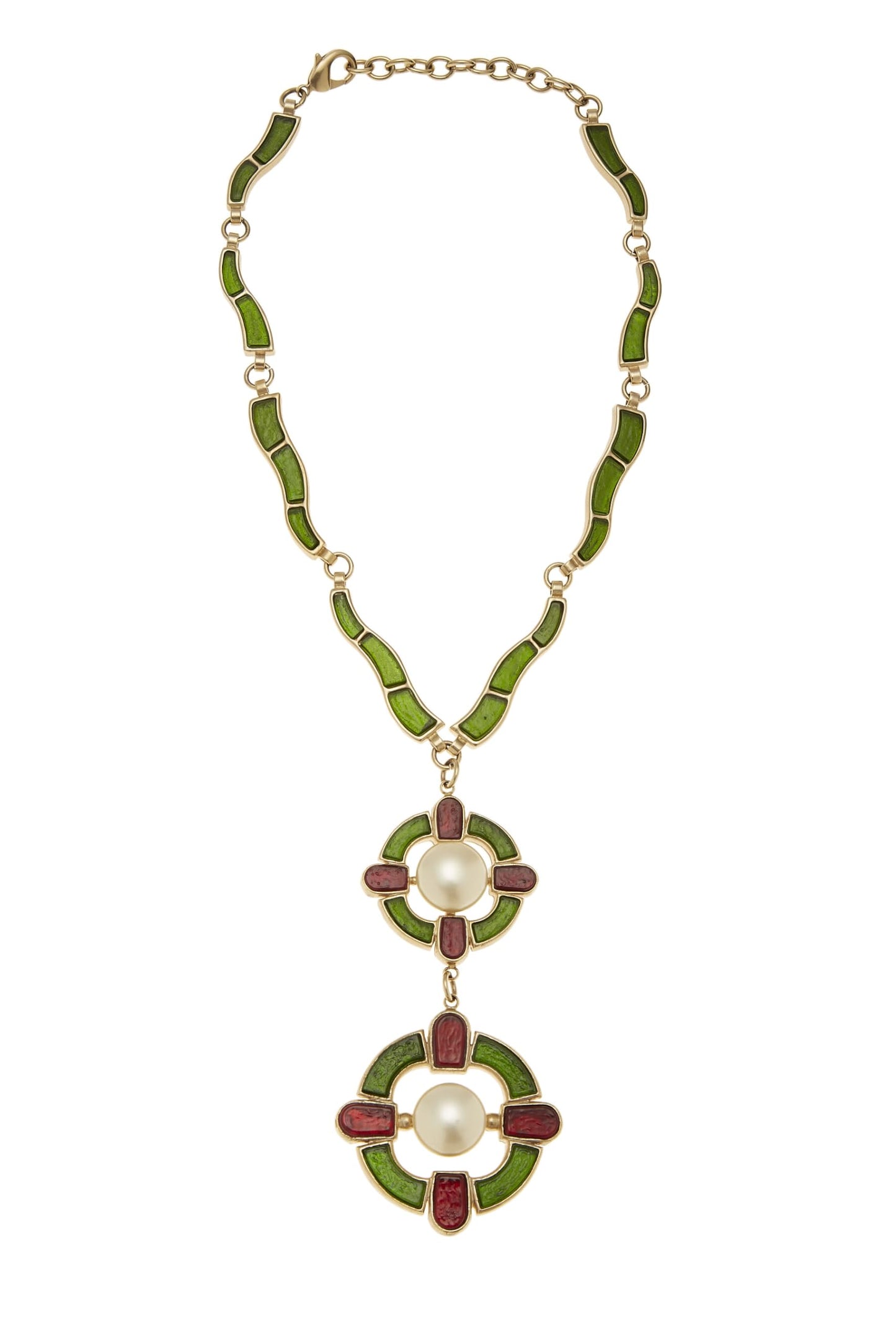 Chanel, Collier avec pendentif Gripoix en fausses perles multicolores d'occasion, multicolore