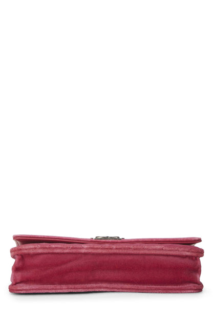 Chanel, Pre-Loved Pink Quilted Velvet Boy Wallet on Chain (WOC), Pink