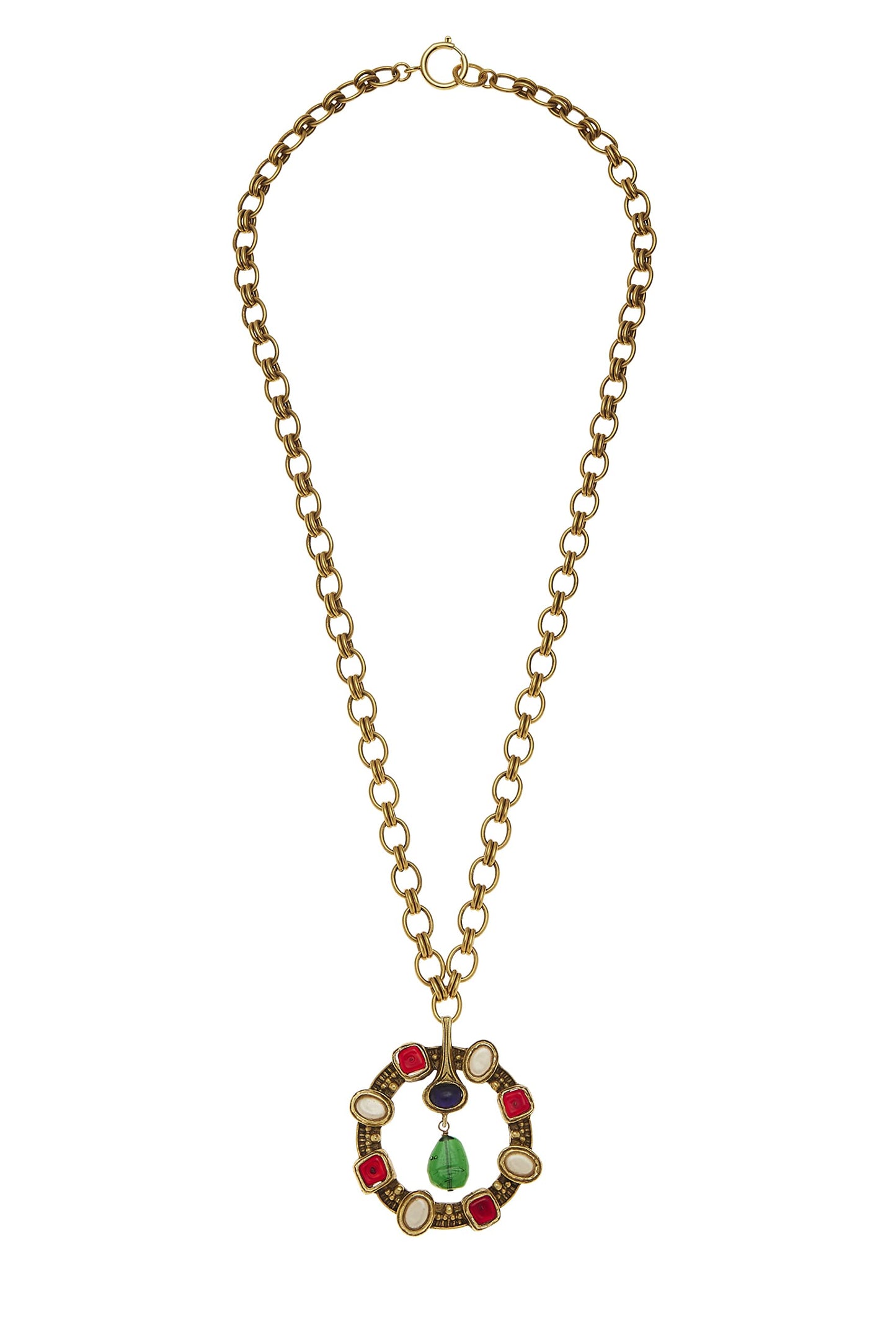 Chanel, Collier avec pendentif en or et multi-Gripoix d'occasion, multi