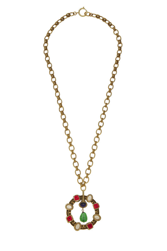 Chanel, Pre-Loved Gold & Multi Gripoix Pendant Necklace, Multi