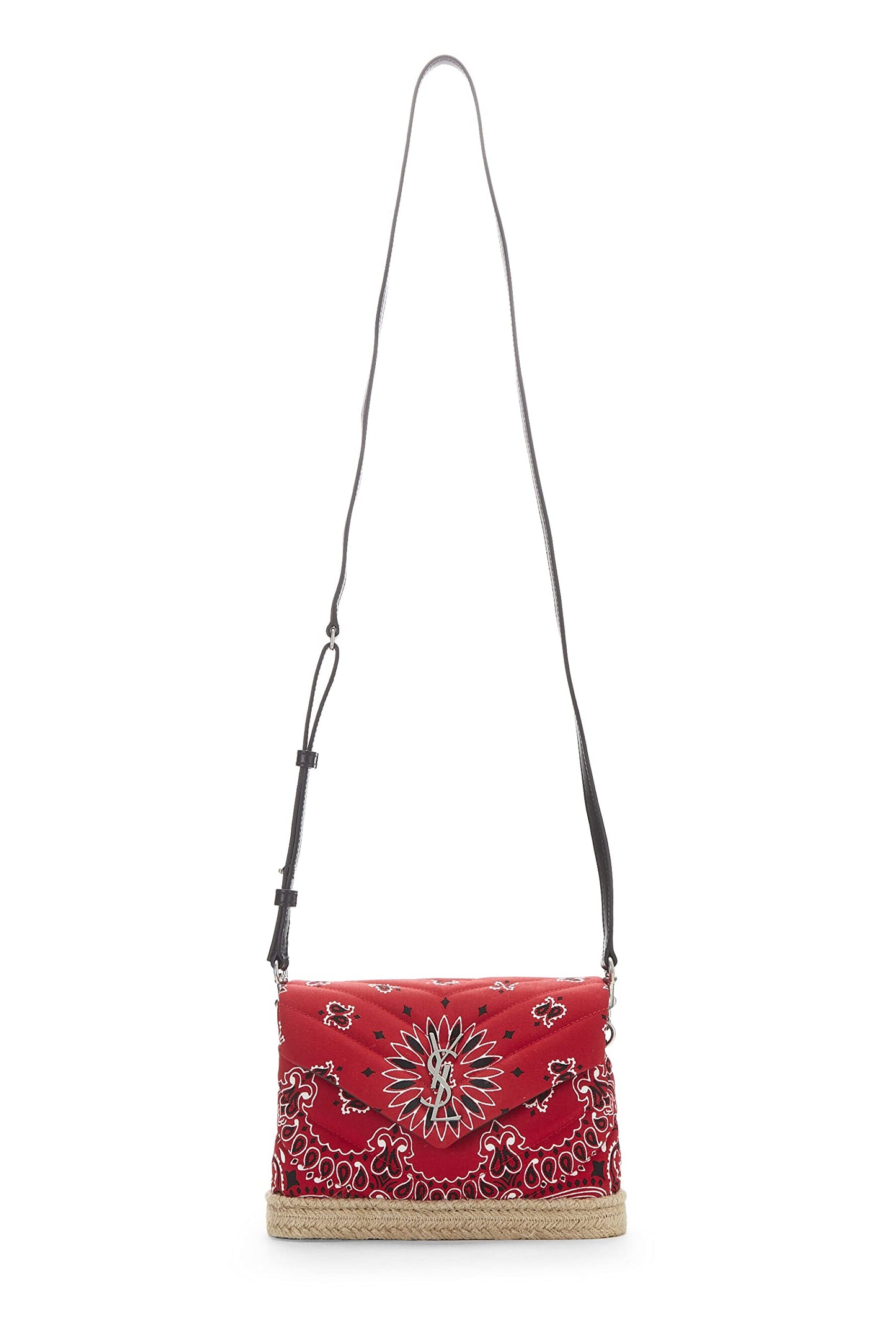 Yves Saint Laurent, Juguete Loulou con monograma de lona con bandana roja Pre-Loved, Rojo