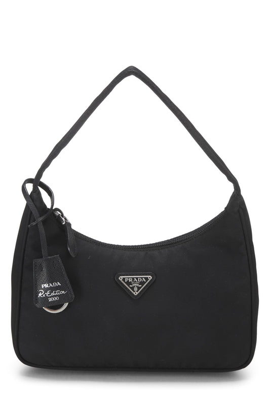 Prada, Pre-Loved Black Tessuto Re-Edition 2000 Hobo Mini, Black