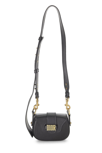 Dior, Mini-sacoche D-Fence Saddle en cuir de veau noir d'occasion, noir