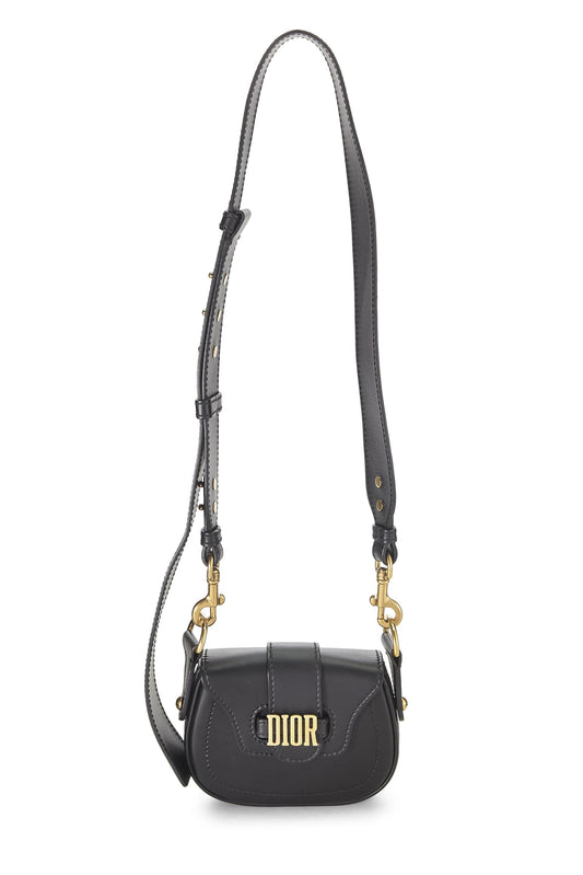 Dior, Pre-Loved Black Calfskin D-Fence Saddle Mini, Black