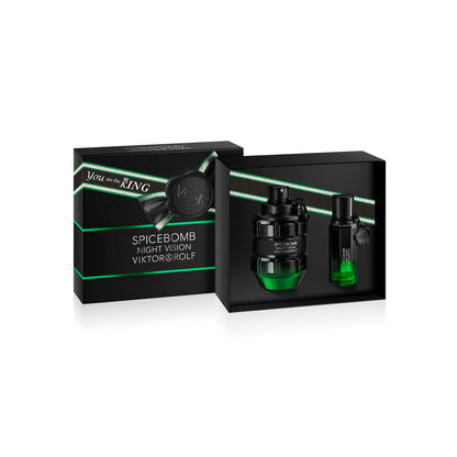 Viktor&amp;Rolf - Coffret cadeau printanier Spicebomb Nightvision Eau de Toilette - Boisé et épicé - Eau de Cologne pour homme - Avec des notes d'agrumes et de tabac - Format standard, 3 fl oz et format voyage, 0,68 fl oz