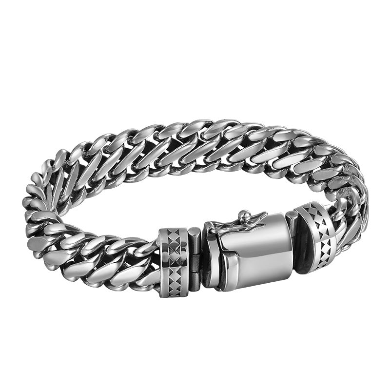 Bracelet pour homme en argent S925 épais avec boulon en demi-cercle