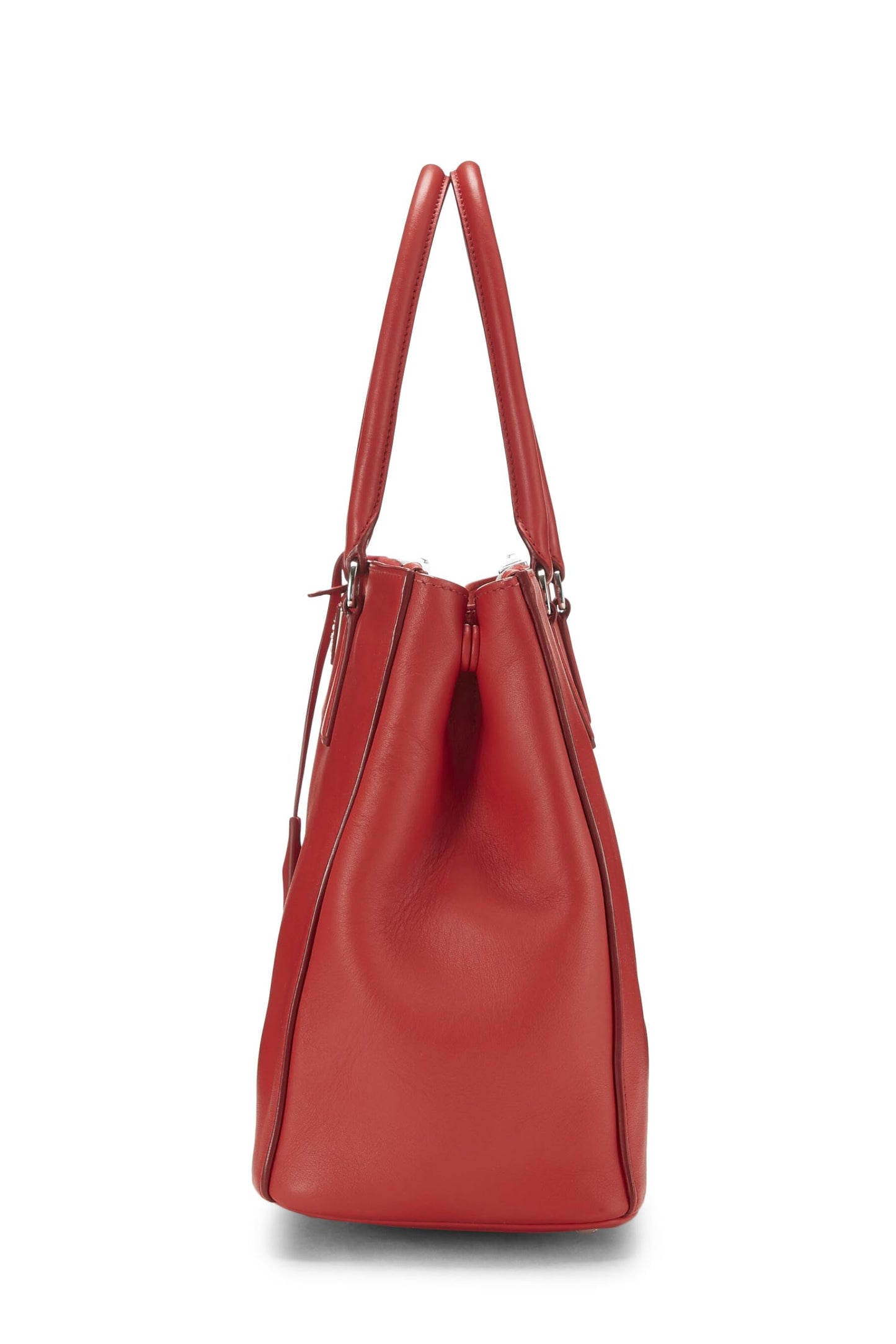 Prada, sac cabas moyen en cuir de veau rouge d'occasion, rouge