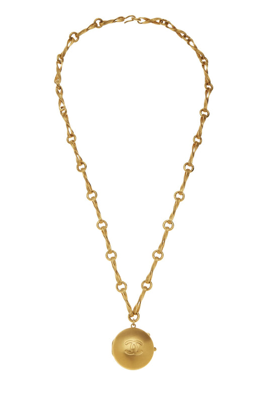 Chanel, Collier avec médaillon miroir doré d'occasion, or