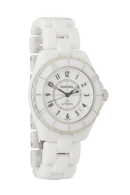 Chanel, Montre J12 en céramique blanche d'occasion 38 mm, blanche