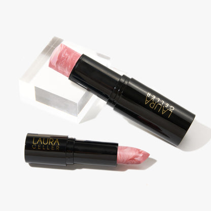 Duo de marbre italien de LAURA GELLER NEW YORK (2 pièces) - Rouge à lèvres hydratant en marbre italien, vanille baie + bâton de fard à joues en marbre italien, rose fiore