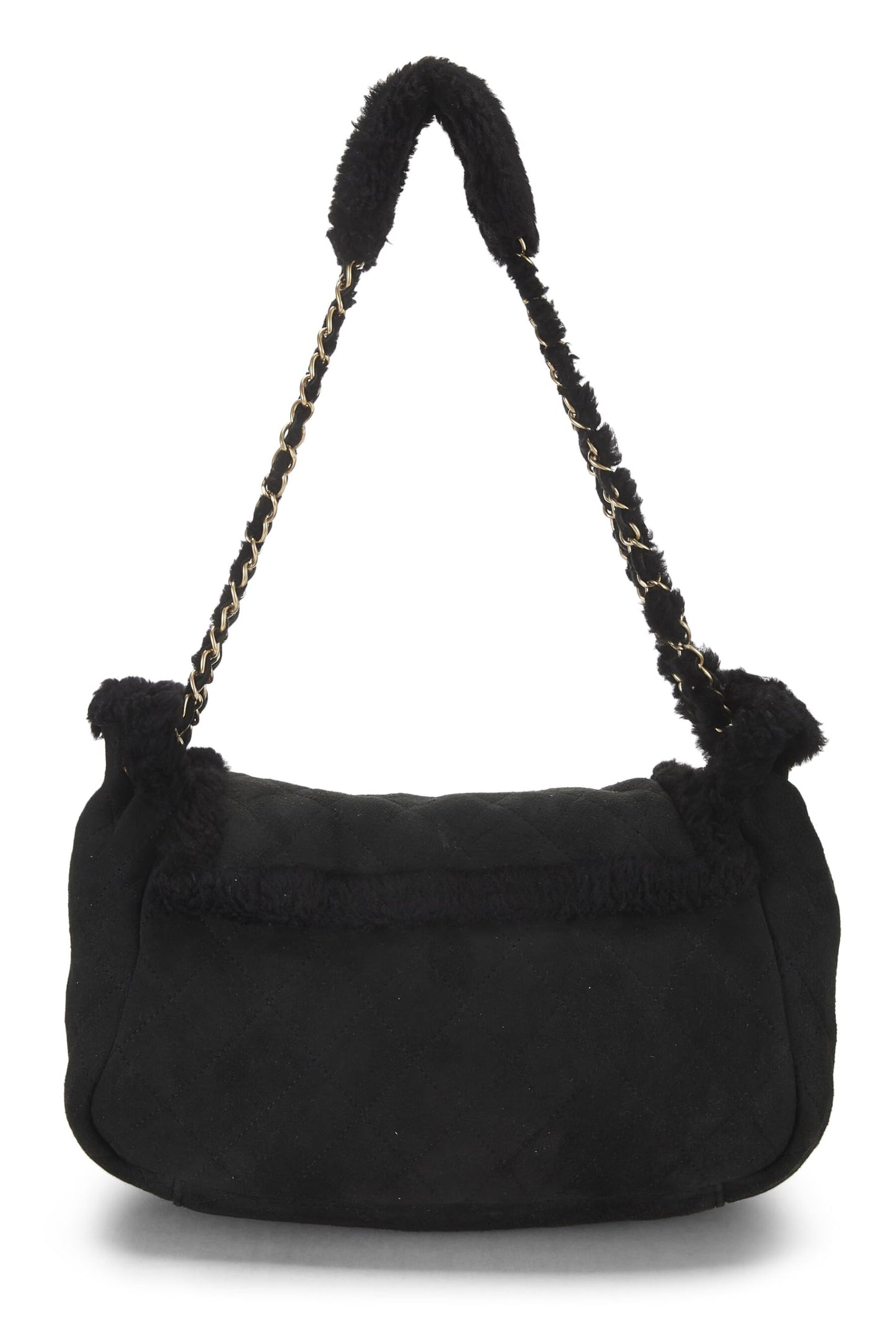 Chanel, Pre-Loved Black Shearling Shoulder Bag Small, Black