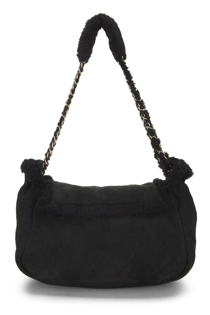 Chanel, sac à bandoulière en peau de mouton noire d'occasion, petit modèle, noir