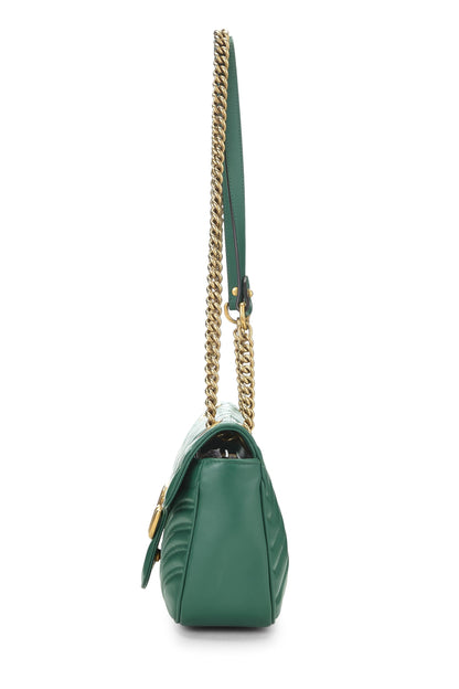 Gucci, sac à bandoulière GG Marmont en cuir vert d'occasion, petit modèle, vert