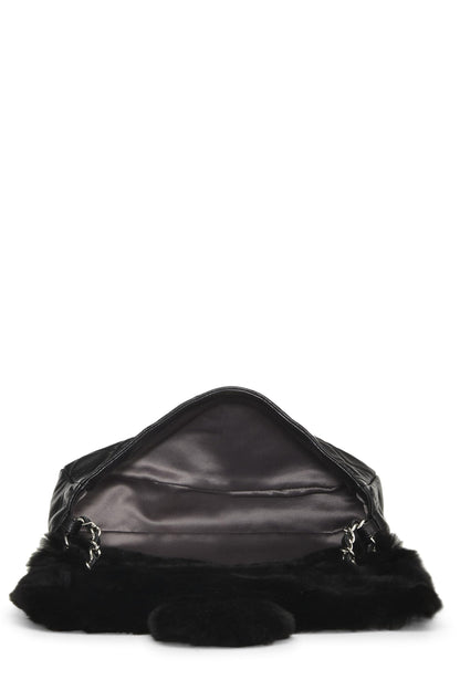 Chanel, Pre-Loved Black Quilted Lambskin Shearling Half Flap Medium, Black