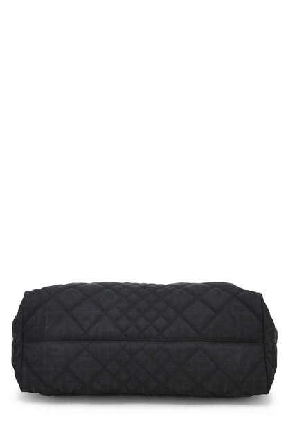 Fendi, Pre-Loved Black Quilted Canvas Chain Tote, Black