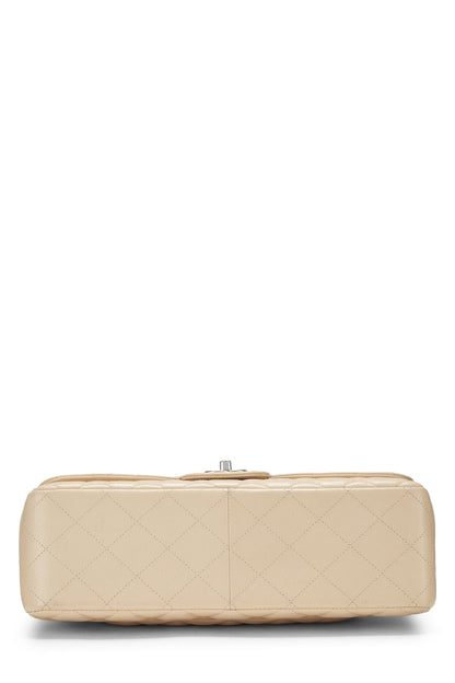 Chanel, Pre-Loved Beige Quilted Caviar New Classic Double Flap Jumbo, Beige