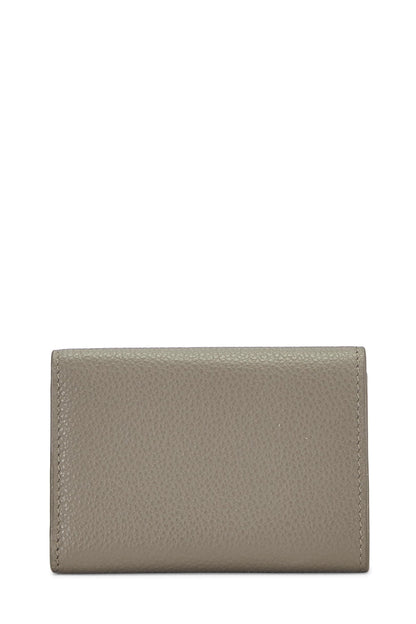 Yves Saint Laurent, Pre-Loved Grey Calfskin Line Flap Compact Wallet, Grey