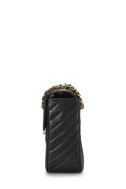 Chanel, Pre-Loved Black Chevron Caviar Half Flap Maxi, Black