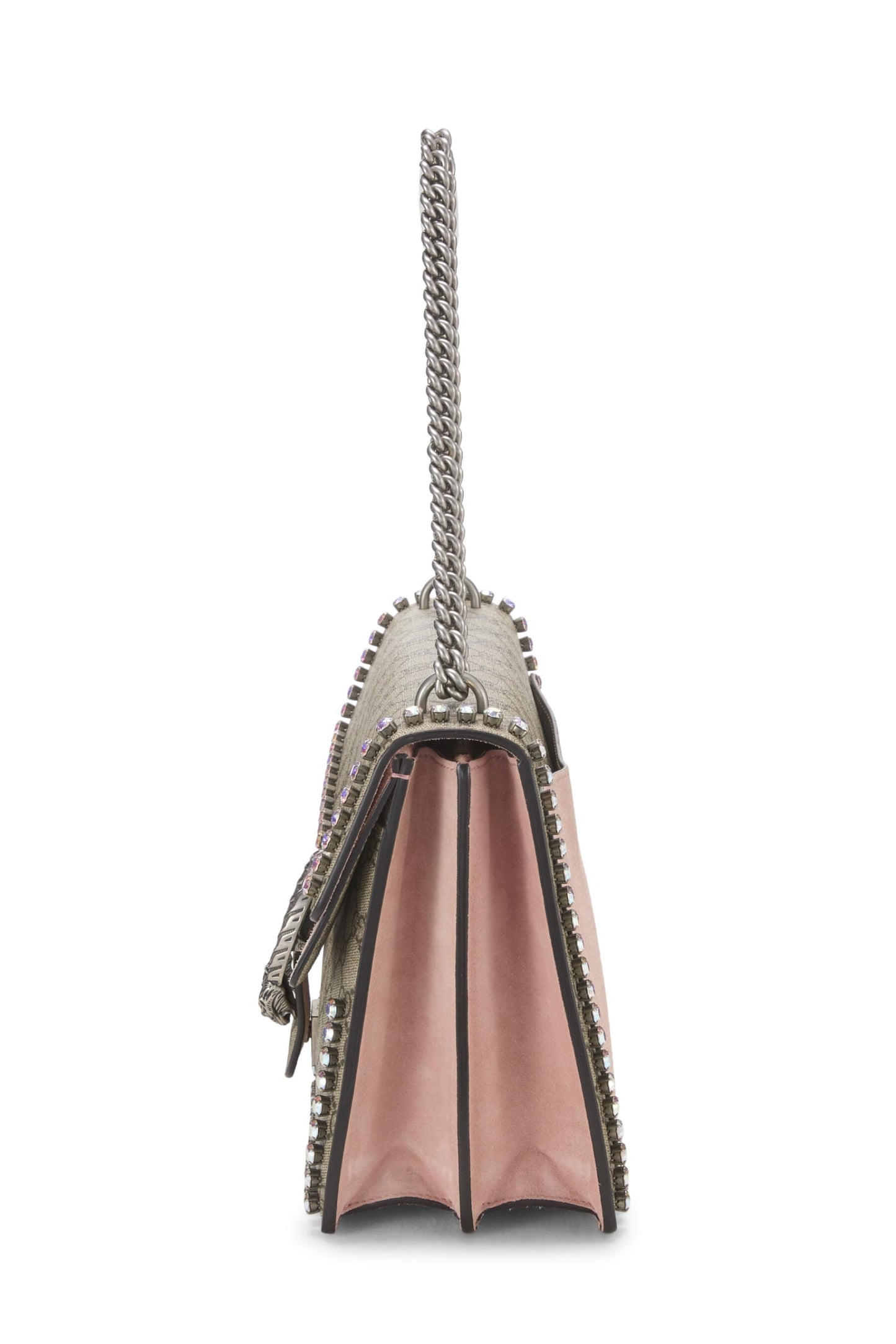 Gucci, Pre-Loved Original GG Supreme Crystal Embellished Dionysus Shoulder Bag Medium, Pink