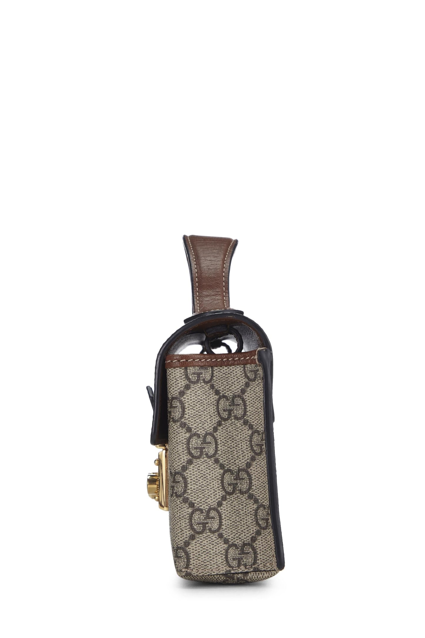 Gucci, Mini sac à main en toile noire GG Supreme d'occasion avec cadenas, noir