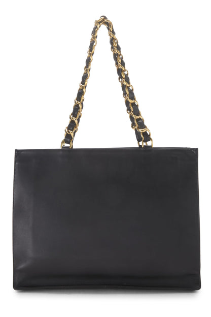 Chanel, Pre-Loved Black Lambskin Flat Chain Handle Tote, Black