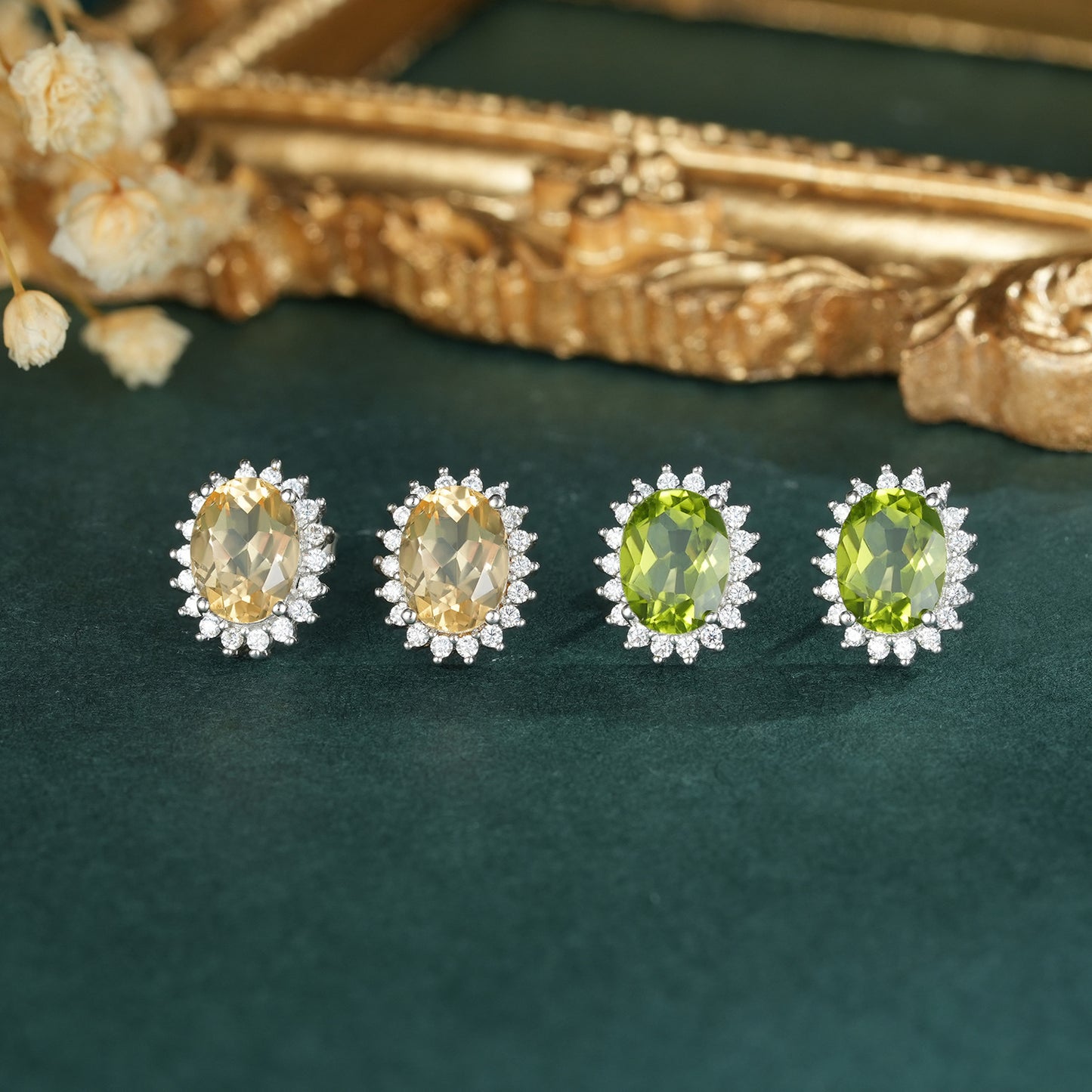 Pendientes de plata S925 con topacio natural y peridoto, joyería de lujo de primera calidad para mujer