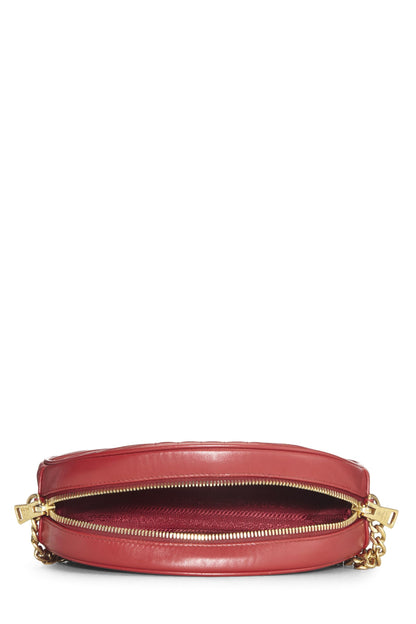 Prada, Pre-Loved Red Calfskin Diagramme Crossbody Bag, Red