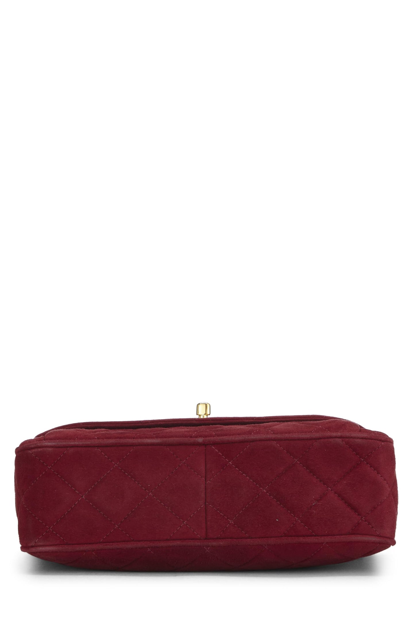 Chanel, sac pour appareil photo de poche matelassé en daim rouge d'occasion de taille moyenne, rouge