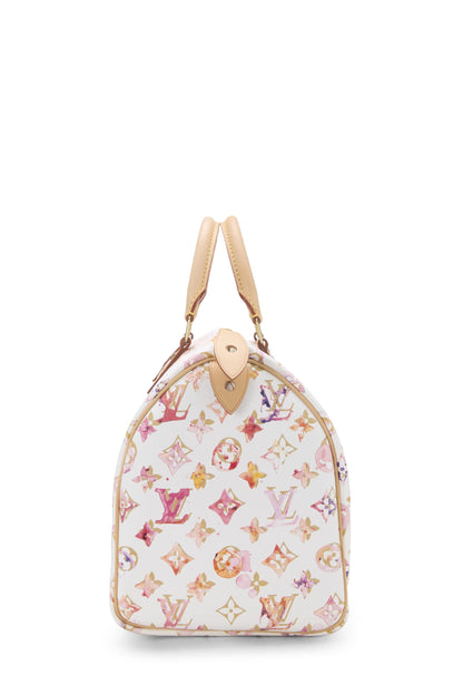 Louis Vuitton, Pre-Loved Richard Prince x Louis Vuitton Limited Edition Monogram Watercolor Speedy 30, White