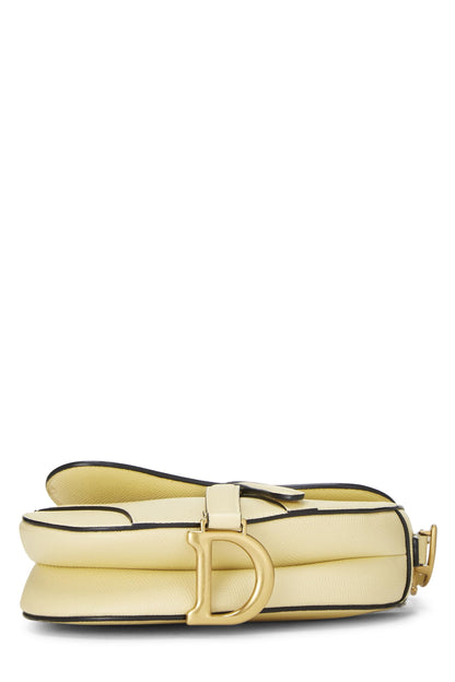 Dior, Pre-Loved Cream Leather Saddle Bag Mini, Yellow