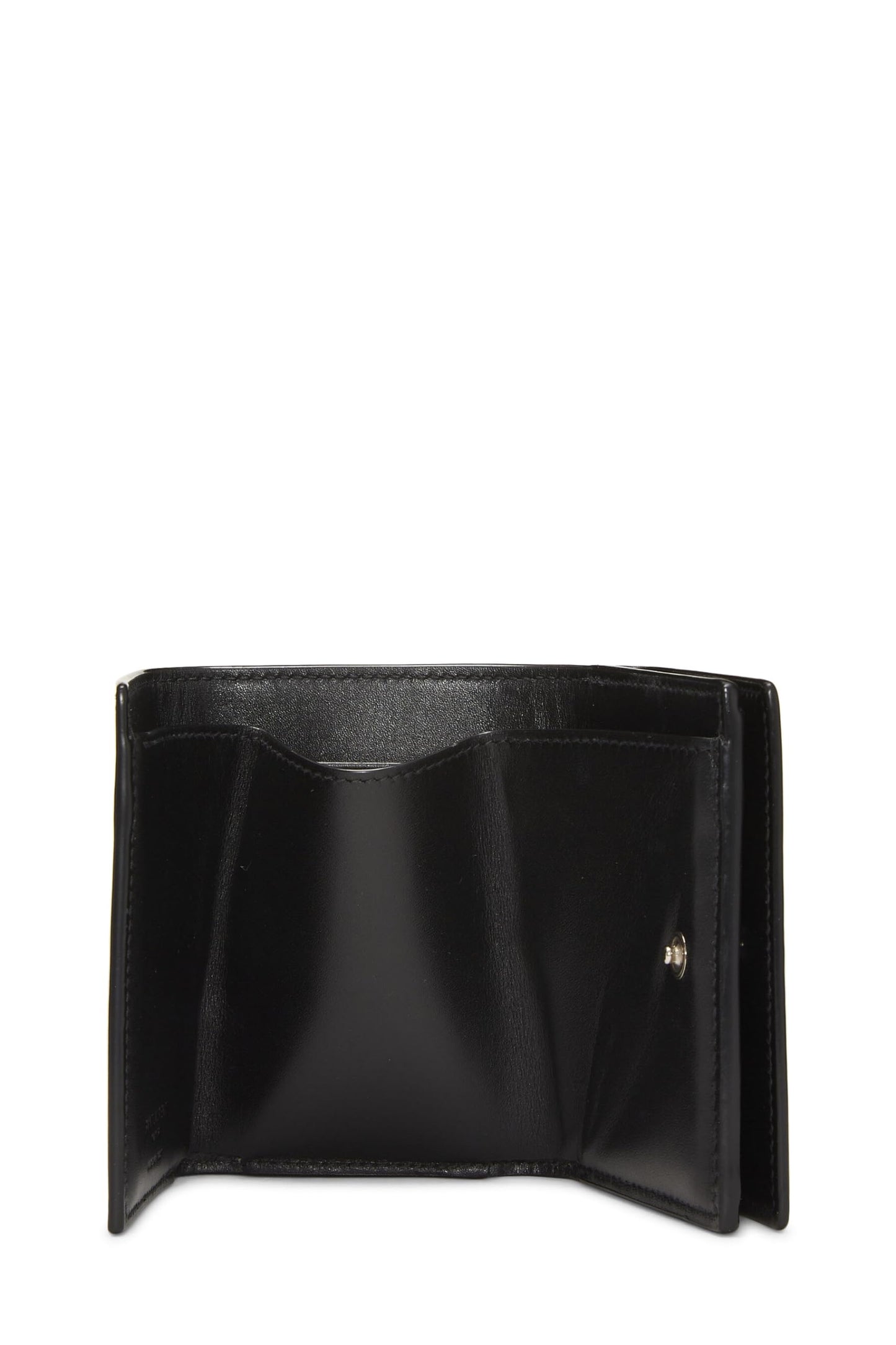 Yves Saint Laurent, Portefeuille compact en cuir noir d'occasion, noir