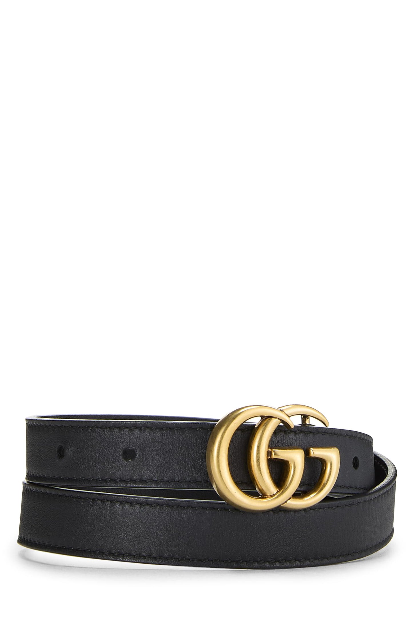 Gucci, Ceinture GG Marmont en cuir noir d'occasion 70, Noir