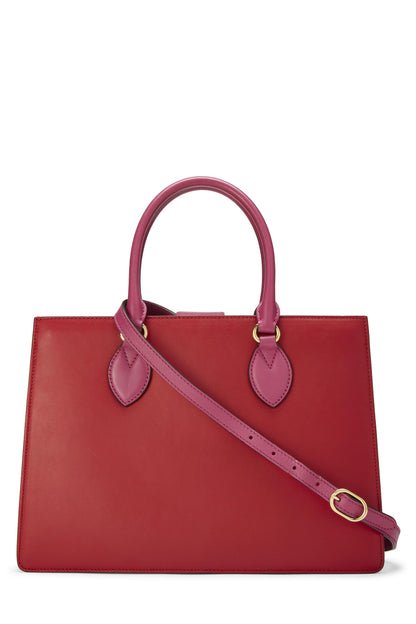 Gucci, sac fourre-tout à poignée supérieure en cuir rose et rouge d'occasion, multicolore