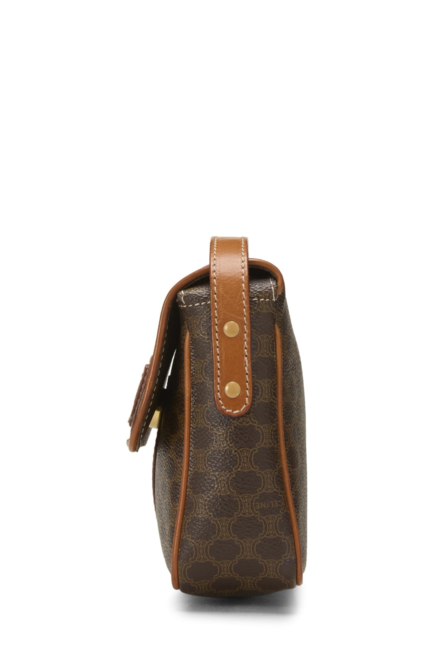 Céline, Pre-Loved Brown Coated Canvas Macadam Crossbody, Brown