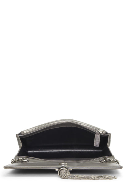 Yves Saint Laurent, Pre-Loved Grey Embossed Leather Kate Tassel Wallet-On-Chain (WOC), Grey