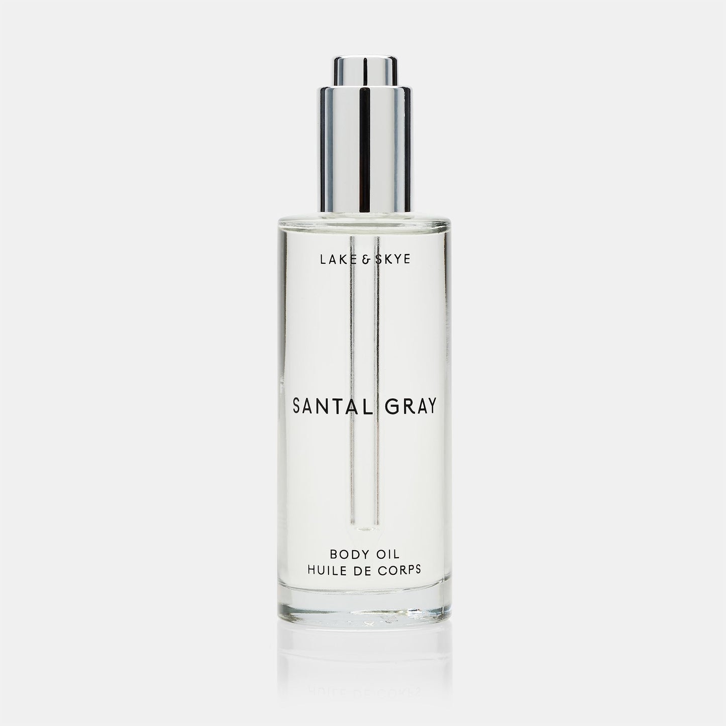 Aceite corporal Santal Grey de Lake &amp; Skye, 3,4 fl oz (100 ml), hidratante con vitamina E y aceite de almendras dulces, aroma aromático, amaderado y especiado