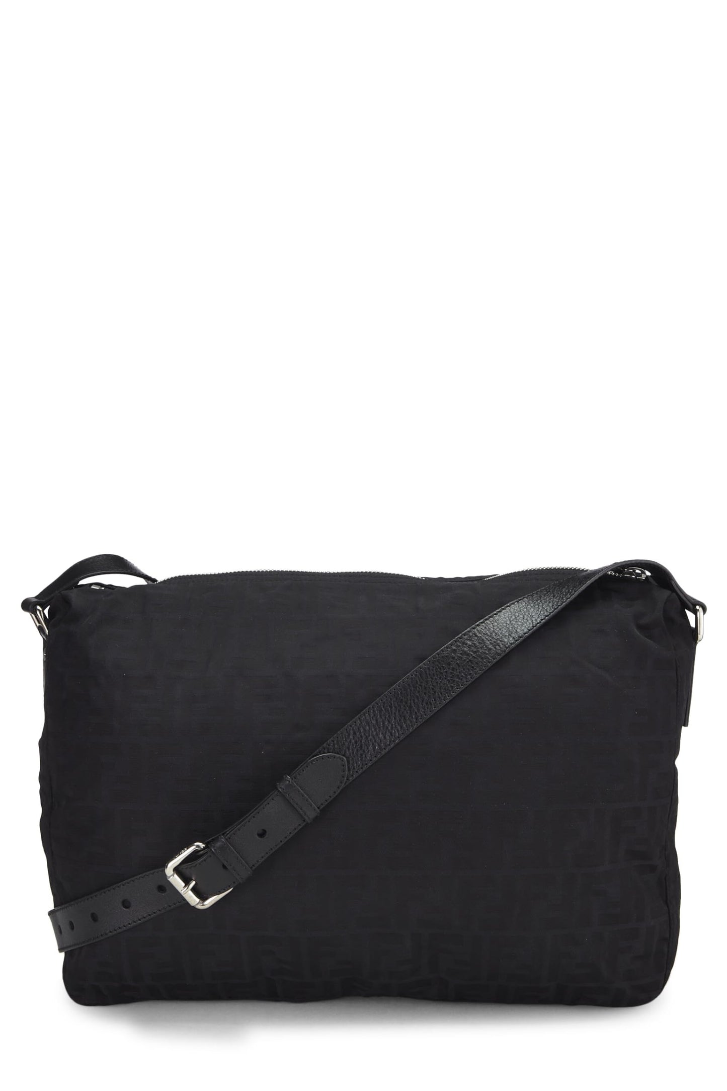 Fendi, Pre-Loved Black Zucchino Nylon Messenger Bag, Black