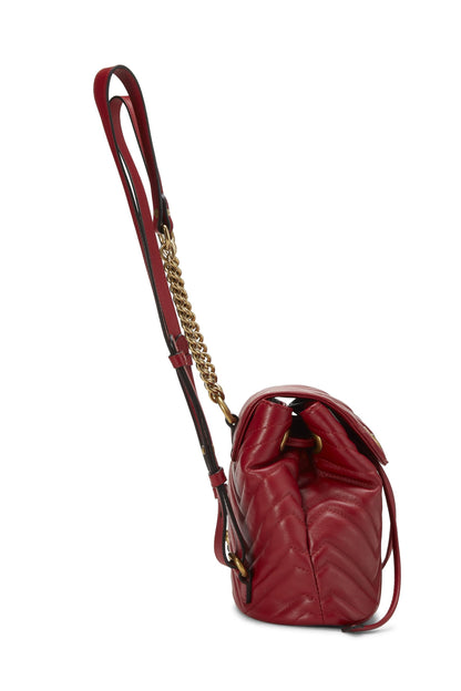 Gucci, Pre-Loved Red Leather 'GG' Marmont Backpack Small, Red