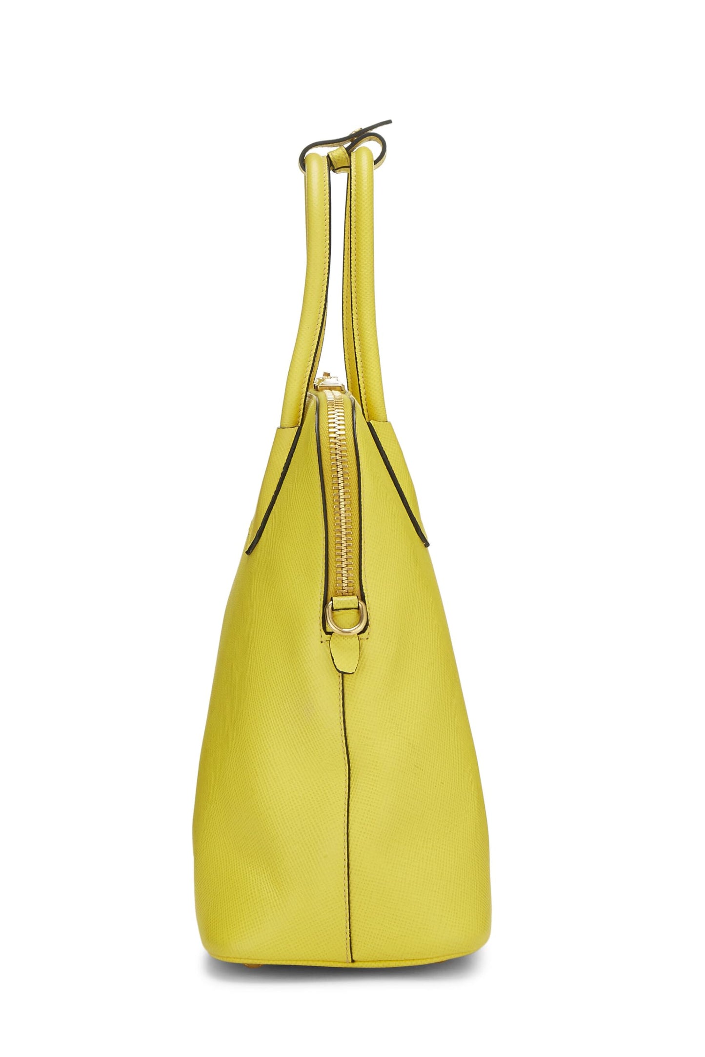 Prada, Pre-Loved Yellow Saffiano Dome Handbag, Yellow