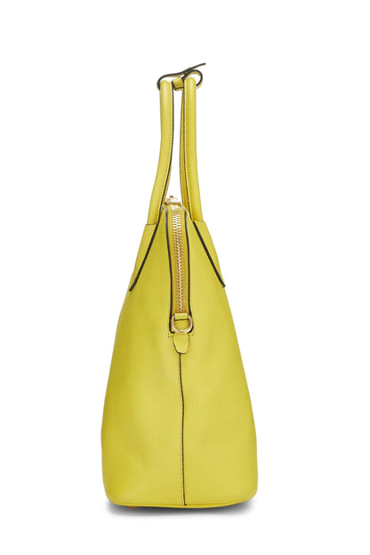 Prada, sac à main Dome en cuir Saffiano jaune d'occasion, jaune